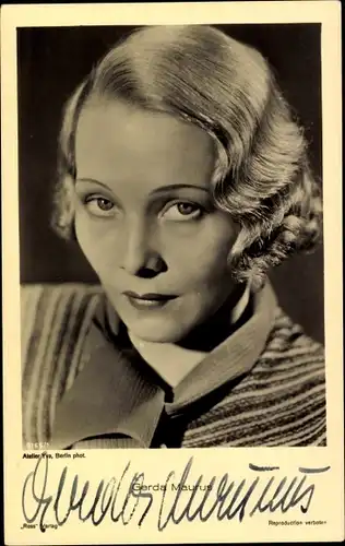 Ak Schauspielerin Gerda Maurus, Portrait, Autogramm