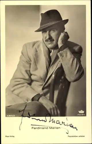 Ak Schauspieler Ferdinand Marian, Portrait, Autogramm