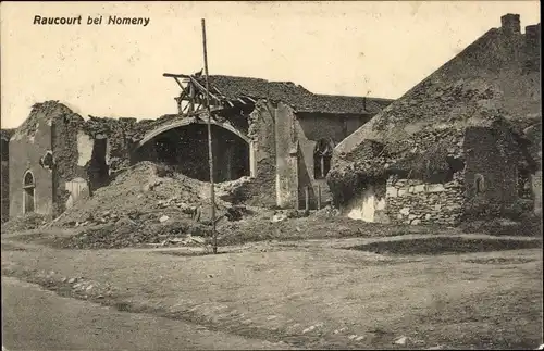 Ak Raucourt Meurthe et Moselle, zerstörtes Haus, Kriegszerstörung 1. WK