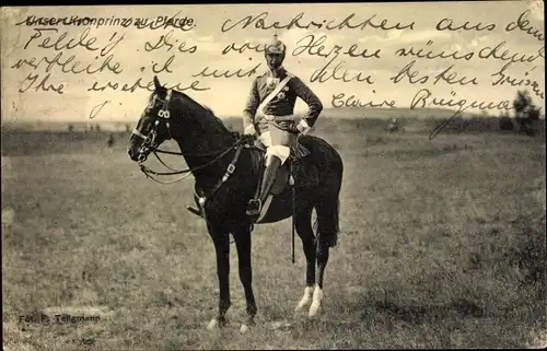 Ak Kronprinz Wilhelm zu Pferde