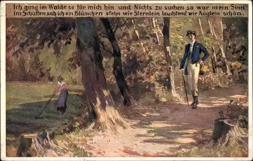 Lied Künstler Ak Hey, Paul, Ich ging im Walde so für mich hin, Volksliederkarte Nr. 62