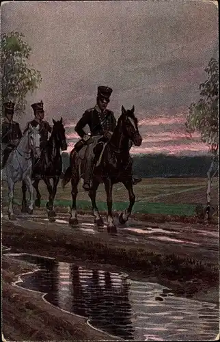 Lied Künstler Ak Hey, Paul, Volksliederkarte Nr. 24, Die bange Nacht ist nun herum