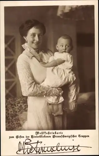 Ak Prinzessin Victoria Luise von Preußen, Erbprinz von Braunschweig Lüneburg, Wohlfahrt