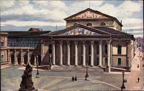 Künstler Ak München Bayern, Kgl. Hof- und Nationaltheater, Denkmal, Wiro 2164 G