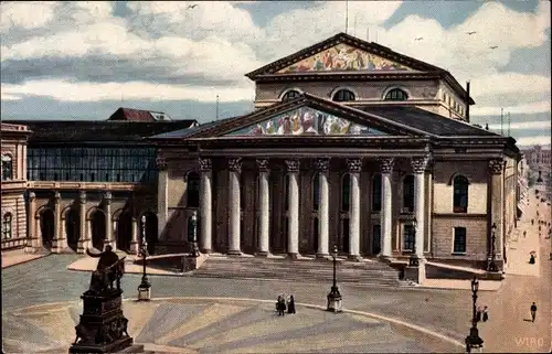 Künstler Ak München Bayern, Kgl. Hof- und Nationaltheater, Denkmal, Wiro 2164 G
