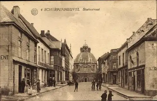 Ak Scherpenheuvel Zichem Flandern Flämisch Brabant, Rue de la Station, Statiestraat
