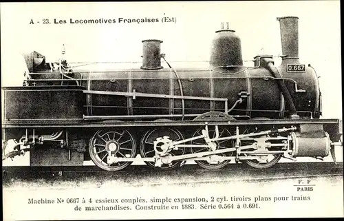 Ak Les Locomotives Francaises, Französische Eisenbahn, Est, Dampflok, Tender 0.667