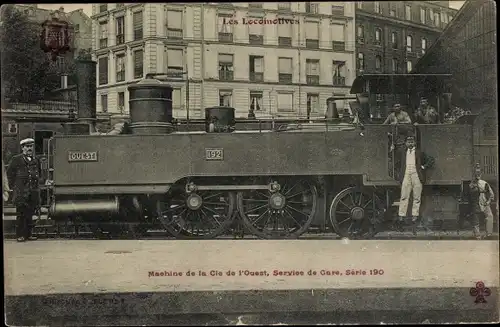 Ak Les Locomotives Francaises, Machine de la Cie. de l'Ouest 192, Service de Gare, Serie 190