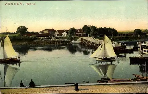 Ak Arnhem Gelderland Niederlande, Rijnbrug