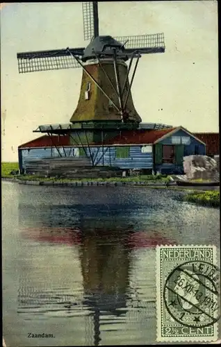 Ak Zaandam Zaanstad Nordholland, Windmühle, Nenke und Ostermaier 163 2936, Photochromie