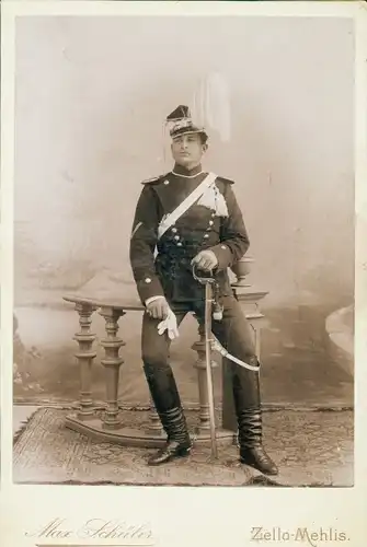 Kabinett Foto Zella Mehlis im Thüringer Wald, Deutscher Soldat in Uniform, Portrait, Ulan