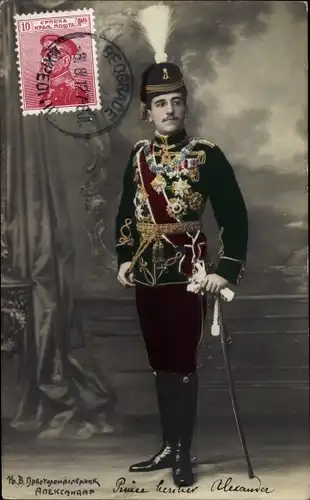 Foto Ak König Alexander I von Serbien und Jugoslawien, Portrait in Uniform, Orden