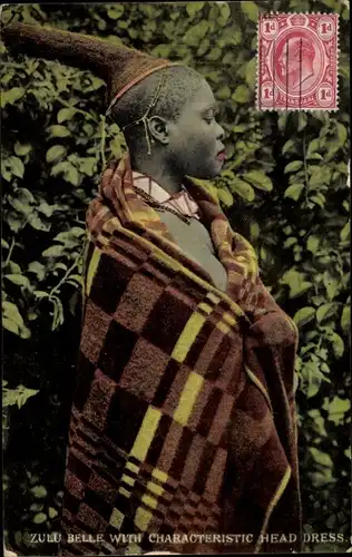 Ak Südafrika, Zulu Belle with characteristic head dress