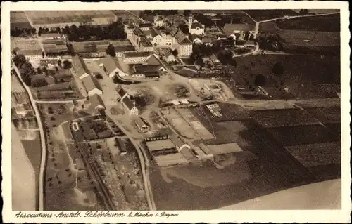 Ak Schönbrunn Röhrmoos in Oberbayern, Associations Anstalt, Luftbild