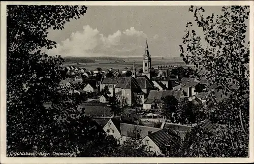 Ak Ergoldsbach in Niederbayern, Durchblick zum Ort