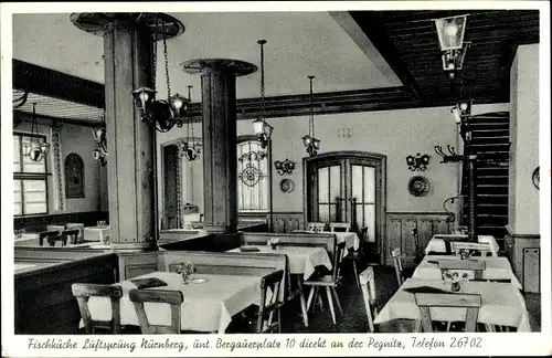 Ak Nürnberg in Mittelfranken, Fischküche Luftsprung, Inneres