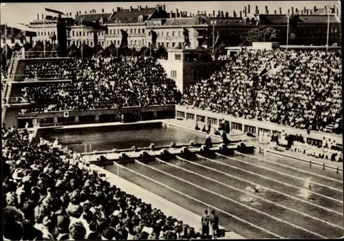 Ak Leipzig, Neues Schwimmstadion, Zuschauer, Sprungturm