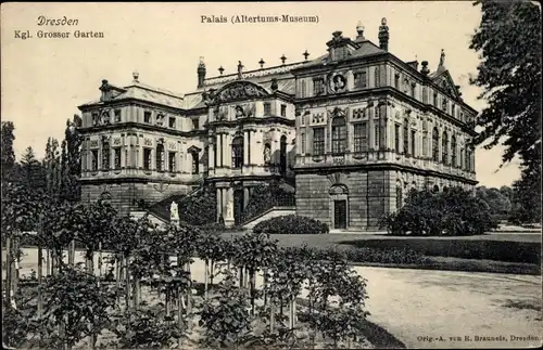 Ak Dresden Altstadt, Kgl. Grosser Garten, Palais, Altertums-Museum