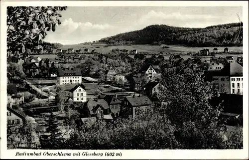 Ak Oberschlema Bad Schlema im Erzgebirge, Panorama mit Radiumbad mit Gleesberg