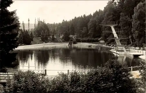 Ak Brunn Auerbach im Vogtland, Waldbad, HO-Gaststätte