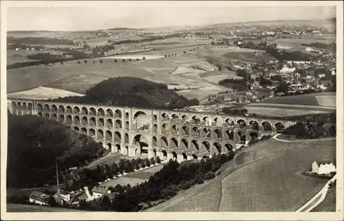 Ak Mylau Reichenbach Vogtland, Göltzschtalbrücke, Bahnlinie Reichenbach Plauen, Fliegeraufnahme