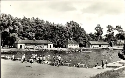 Ak Werdau in Sachsen, Freibad, Badegäste