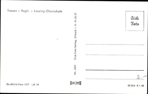 Ak Treuen im Vogtland, Lessingschule
