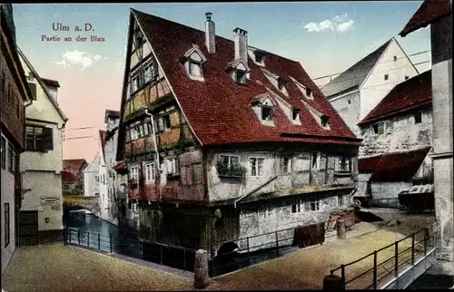 Ak Ulm an der Donau Baden Württemberg, Wohnhaus an der Blau