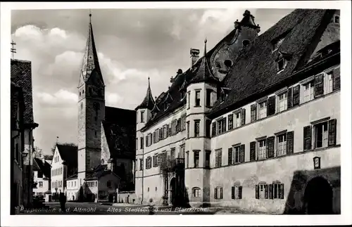 Ak Pappenheim im Altmühltal Mittelfranken, Altes Stadtschloss und Pfarrkirche