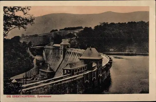 Ak Waldeck am Edersee Hessen, Edertalsperre, Sperrmauer