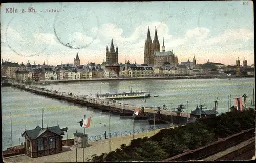 Ak Köln am Rhein, Rheinansicht, Dom, Panorama