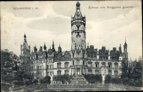 Ak Schwerin in Mecklenburg, Schloss, Blick vom Burggarten