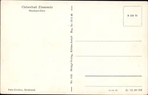 Ak Ostseebad Zinnowitz auf Usedom, Musikpavillon