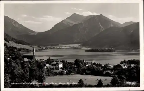 Ak Schliersee in Oberbayern, Teilansicht mit Brecherspitze