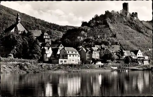 Ak Beilstein an der Mosel, Uferpartie, Blick zum Ort, Burg