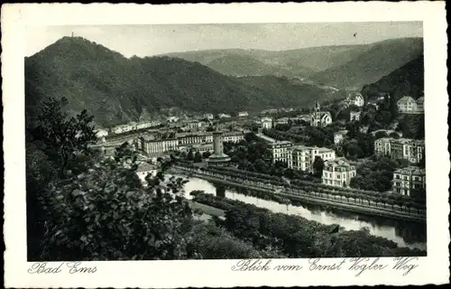 Ak Bad Ems an der Lahn, Blick vom Ernst Vogler Weg