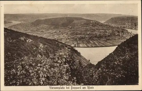 Ak Boppard am Rhein, Vierseenplatz, Panorama