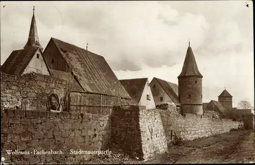 Ak Wolframs Eschenbach in Mittelfranken Bayern, Stadtmauerpartie
