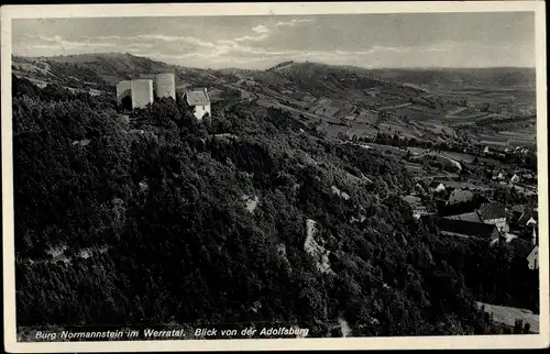 Ak Treffurt an der Werra, Blick zur Burg Normannstein von der Adolfsburg