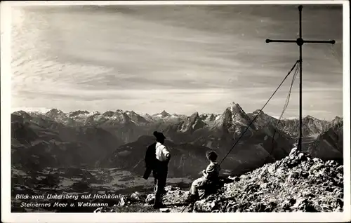 Ak Bischofswiesen in Oberbayern, Untersberg, Gipfel, Blick auf Hochkönig, Watzmann