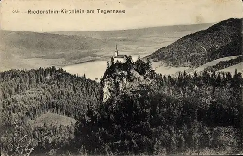 Ak Tegernsee in Oberbayern, Riederstein-Kirchlein, Panorama