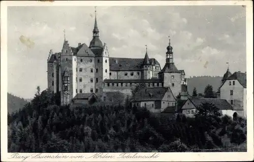 Ak Lauenstein Ludwigsstadt Oberfranken, Burg Lauenstein, Nordseite, Totalansicht