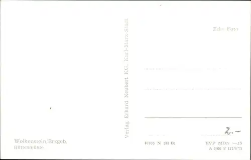 Ak Wolkenstein im Erzgebirge, Hüttenmühle, Vorderansicht