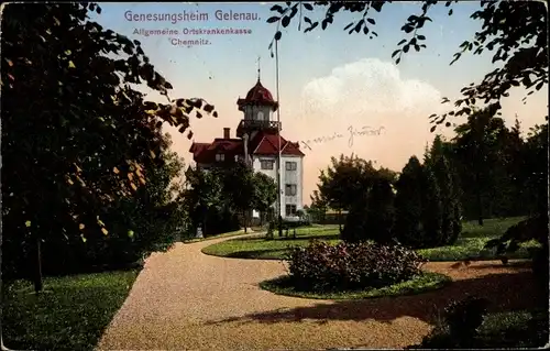 Ak Gelenau im Erzgebirge Sachsen, Das Genesungsheim mit Park