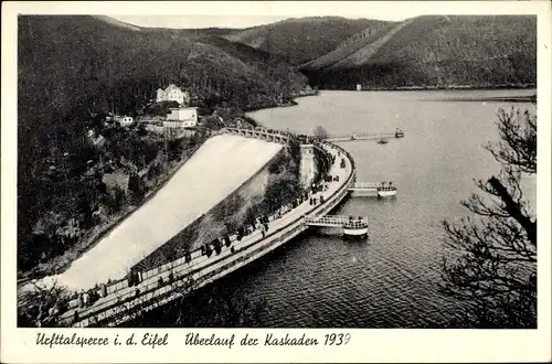 Ak Gemünd an der Urft Schleiden in der Eifel, Urfttalsperre, Überlauf der Kaskaden 1939