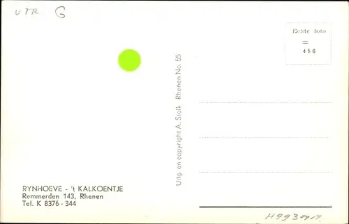 Ak Rhenen Utrecht, Rynhoeve 't Kalkoentje