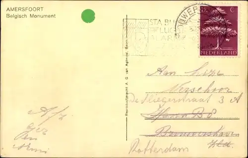 Ak Amersfoort Utrecht Niederlande, Belgisch Monument