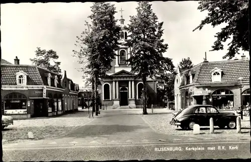 Ak Driebergen Rijsenburg Utrecht Niederlande, Kerkplein met R. K. Kerk