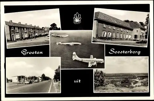 Ak Soesterberg Utrecht Niederlande, Flugzeuge, Landschaft, Straßenpartie