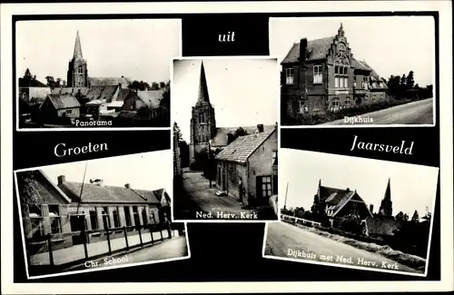 Ak Jaarsveld Utrecht Niederlande, Dijkhuis, Panorama, Chr. School, Ned. Herv. Kerk